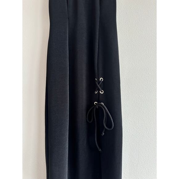 Vintage 90s Bari Jay Black Maxi Dress – Grunge Gothic Minimalist Y2K  size 5/6 - Picture 2 of 6